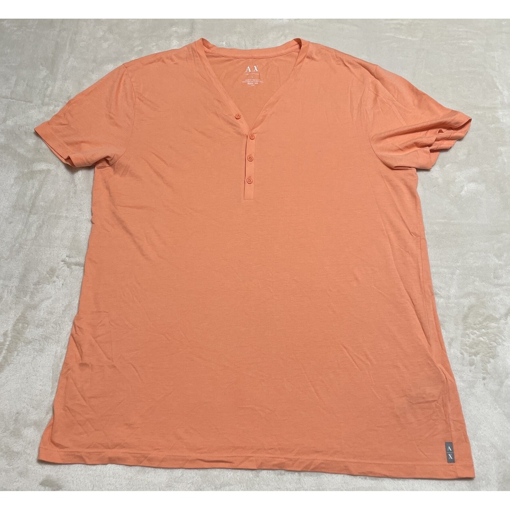 Armani Exchange Blouse Women's Large Peach Short Sleeve Pima Cotton Polo A/X